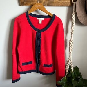 Banana Republic Red & Navy Cardigan Jacket